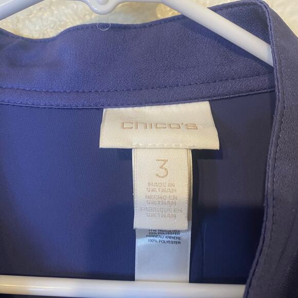 Chicos Blue Sheer Back Anorak Jacket Womens Size 3 (XL) Roll Tab Sleeve Full Zip - Picture 5 of 13